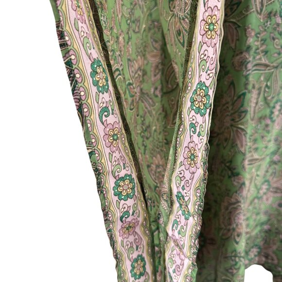 J. Jill Poncho Top XL-3X Paisley Floral Green Multicolored V-Neck Boho TP-3307‎ - Picture 6 of 8